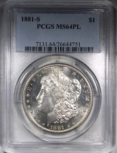 1881-S Morgan Dollar PCGS MS64PL Proof-Like Flashy Coin PQ+ - Picture 1 of 2