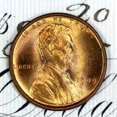 * 1909 VDB * PRISTINE+ BLAZING RED GEM BU MS LINCOLN WHEAT PENNY * - Image 1 of 4