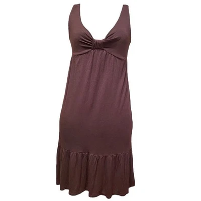 Maxi Vestido Para Mujer Mossimo Marrón Talla Pequeña Detalle de Lazo Sin Mangas Volantes Foto 1 de 4