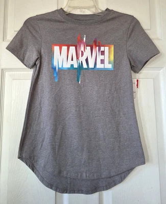 MARVEL Captain America Gray Short Sleeve T-Shirt Logo Smear Juniors Size XS (1) - Image 1 of 4