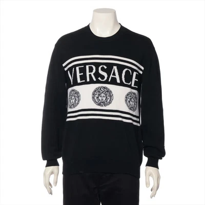 VERSACE 21 years Wool Knit 48 Men's Black × White  1002719 - Image 1 of 4