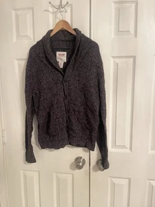 Mossimo Cardigan Mens Large Gray Sweater Thick Knit Grandpa Preppy Academia - Picture 1 of 4