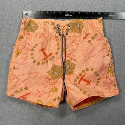 Birdwell Beach Britches Shorts Womens 26 Orange Floral Surf Boardshorts Swimwear - Image 1 of 4