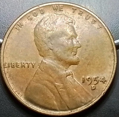 (Nov25) 1954 D Error Die Chip On The Left Wheat - Image 1 of 3