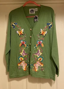 Storybook Knits Vtg Sweater Fluttering Jacket Light Cardigan Butterflies Sz 1X - Picture 1 of 14