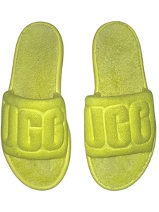 WOMENS US 8 UGG MINI SLIDE SANDAL YELLOW TERRYCLOTH LINED SUNDRESS BEACH - Picture 1 of 5