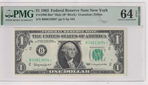 Fr 1900-Bm* MULE STAR 1963 $1 FRN B00613604* bp 444 PMG 64EPQ NEW YORK - Picture 1 of 2