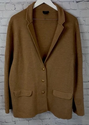 TALBOTS Women’s Size 2X Merino Wool Knit Blazer Cardigan Tan - Image 1 of 4