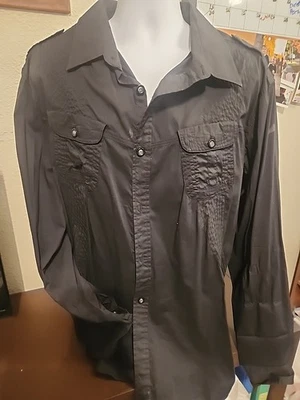 Men's Insearch Moda Collezione Black Button Up Long Sleeve Size 2XL - Image 1 of 4