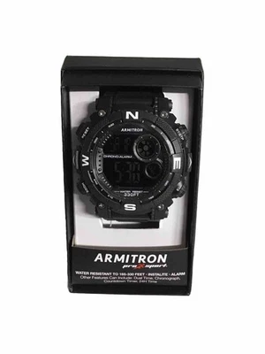Armitron男士专业运动手表黑色40/8284 605D计时码表报警防水 — 第 1/4 张图片