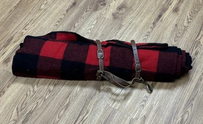 Vintage Marlboro Country Store Wool Blend Blanket 70"x 58" USA Red Buffalo Plaid - Image 1 of 4