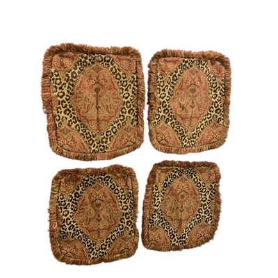 Juego de 4 fundas de almohada estampado animal con flecos cierre de cremallera cuadrada de 18 pulgadas Foto 1 de 4