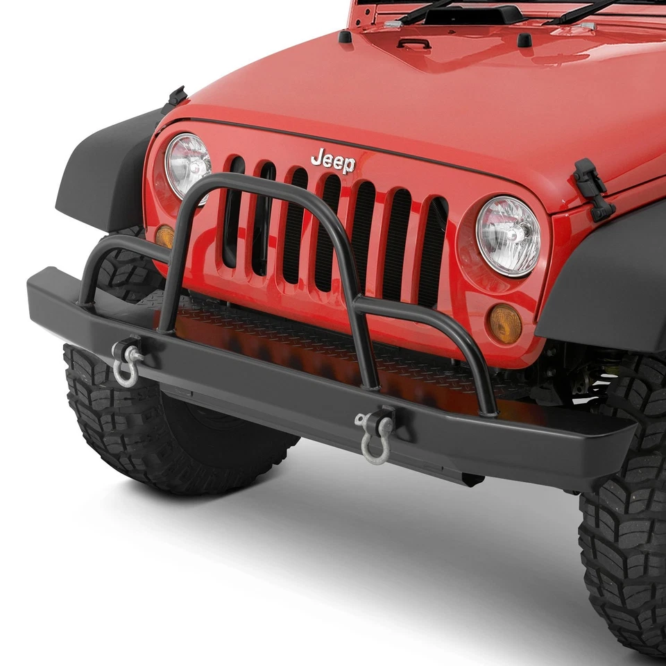 For Jeep Wrangler JK 18 Bumper Rock Crawler Full Width Black Powder Coated Front - Imagem 1 de 1