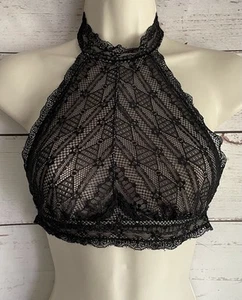 Bralette Intimately Free People Kiki Cuello Alto Talla XS Negro Encaje Forrado Halter - Imagen 1 de 8