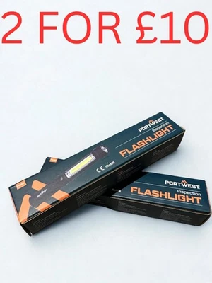 X2 Portwest PA65 200LM Inspection Flashlight Torch Bright Magnetic Batteries Inc - Image 1 of 4