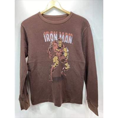Marvel Iron Man Brown Long Sleeve Thermal Waffle Knit Shirt Boy's Size Large 36" - Image 1 of 4