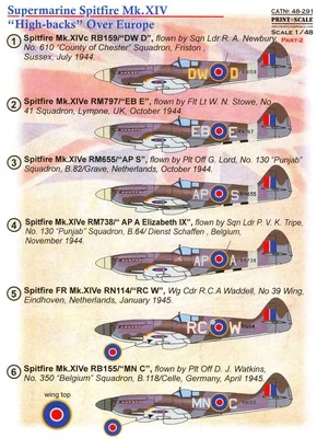 Print Scale Decals 1/48 SUPERMARINE SPITFIRE Mk.XIV High Backs Over Europe Pt 2 - Image 1 of 3