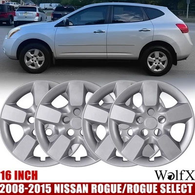 Tapacubos de 16 pulgadas para Nissan Rogue/Rogue Select 2008-2015 cubierta de rueda juego de 4 piezas Foto 1 de 4