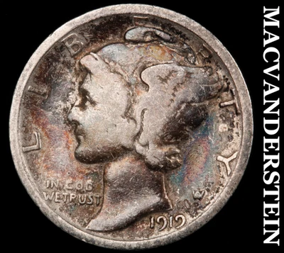 Moneda de diez centavos Mercury 1919 - fecha escasa mejor sin precio base #F6969 Foto 1 de 2