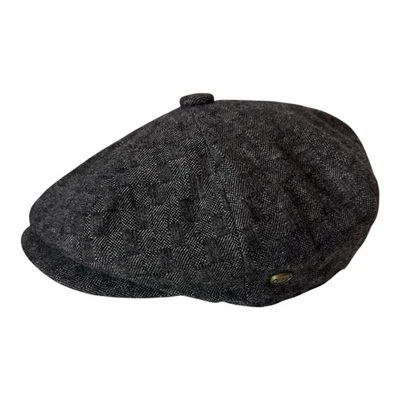 Boné Epoch Hat Company Newsboy Cabbie 100% lã tweed aba de pressão tamanho XL cinza - Imagem 1 de 4