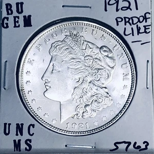 1921 BU GEM MORGAN SILVER DOLLAR UNC MS+++ U.S. MINT RARE COIN 5763 - Picture 1 of 3
