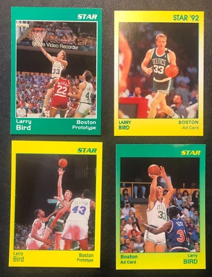 (4) tarjetas de baloncesto prototipo anuncio de marketing de Larry Bird Star Company Celtics Foto 1 de 2