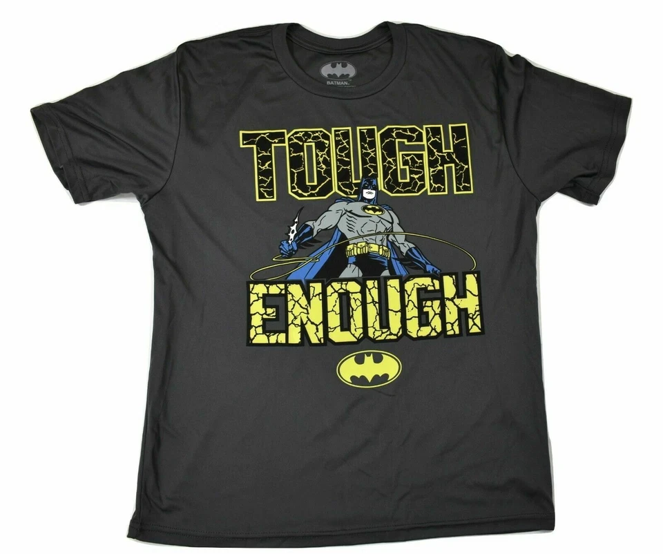 Batman Youth Boys Tough Enough Charcoal Active Tee Shirt New M, L - Image 1 of 1