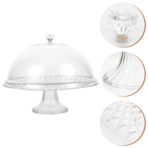  Glass Cake Stand with Dome Transparent Cover Pan Presentation Storage Container - Picture 1 of 12