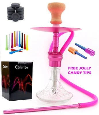 Cachimba pipa de agua de diseño moderno de lujo de 1 manguera de 16" con carbones y puntas para la boca Foto 1 de 4