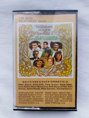 Weltstars singen Operette 3  - 3. Sonderauflage - MC Kassette GEMA Lieder  - Bild 1 von 3