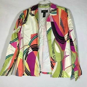 Studio Liz Claiborne Blazer frontal abierto para mujer chaqueta de algodón con forro tropical Sz L - Imagen 1 de 4