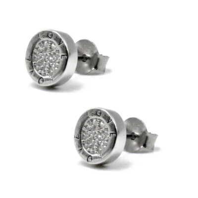 Orecchini Bottoncini Love in Argento 925 e Zirconia - Immagine 1 di 4