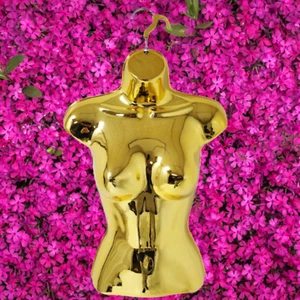 Torso maniquí femenino colgante de medio cuerpo dorado brillante - exhibición ligera al por menor - Imagen 1 de 8