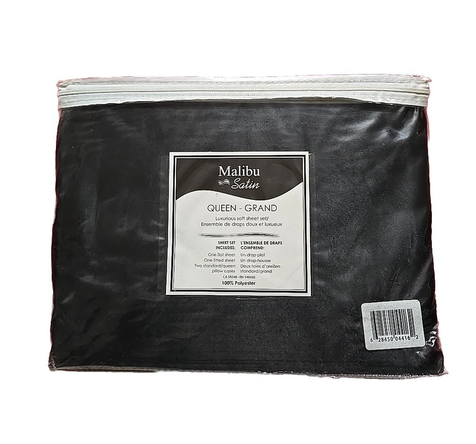 Juego de sábanas suaves de lujo Malibu Satin Queen 4 piezas Foto 1 de 4