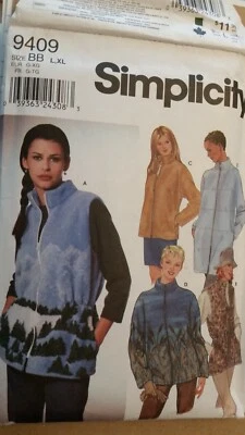 Simplicity 9409 size 18 to 20 L and size 22 to 24 XL Fleece jackets uncut - Image 1 of 4