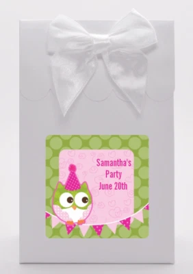 Owl Birthday Girl - Personalized Birthday Party Goodie Bags - Set of 12 - Image 1 of 4