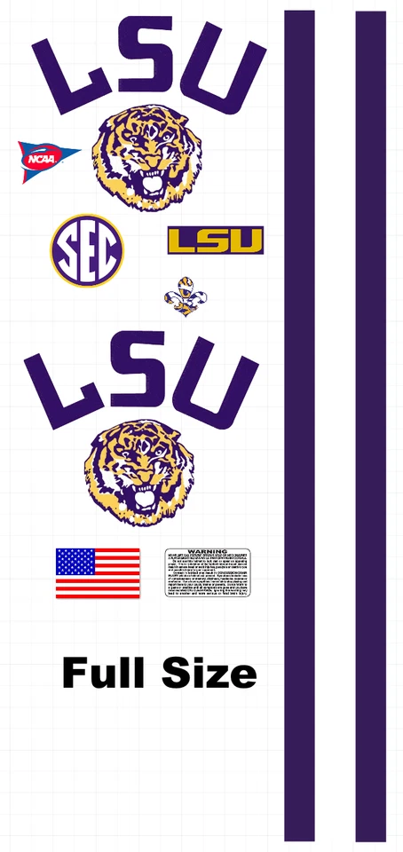 LSU Football  Helmet Decals with Stripes mini Size 8 mil - Image 1 of 1