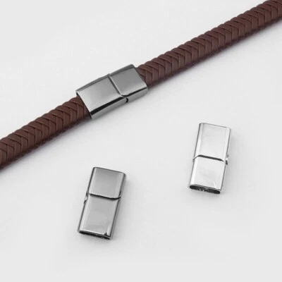 5Sets Gun Metal/ Silver Tone 12*6mm Flat Magnetic Clasp Jewellry Bracelet Making - Image 1 of 3