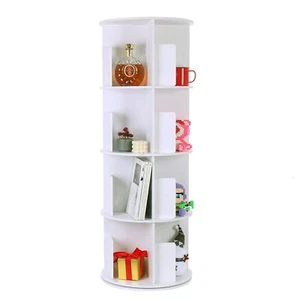 Rotating Bookshelf, Revolving Bookcase, Spinning Book Shelf, 4 Tier, 18.2” W x 5 - Picture 1 of 7