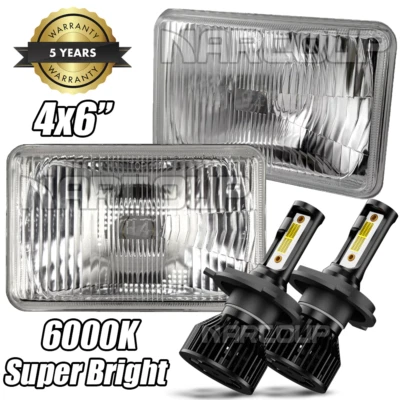 Pair 4x6" H4 LED Headlights Beam For Pontiac Firebird 1991-1997 Trans Sport Foto 1 de 4