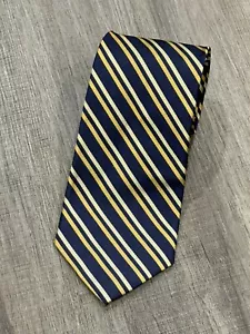 Cravatta uomo Brooks Brothers blu navy a righe oro in seta nuova con etichetta made in USA - Foto 1 di 7