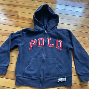 Polo Ralph Lauren Blue Full Zip Hoodie Embroidered Spellout Logo Size S 8 - Picture 1 of 8