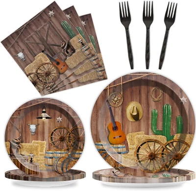 96Pcs Western посуда набор ковбой бумаги тарелки ковбой тематический вечеринки тарелки Na... - Изображение 1 из 4