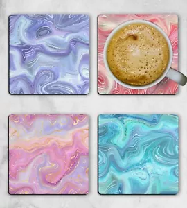 Agate Geode Drink Coasters Set of Four Neoprene - Foto 1 di 11