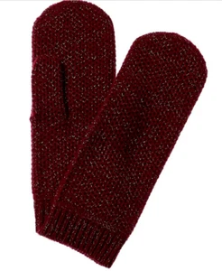 SofiaCashmere Wabenmuster Lurex Kaschmir Fäustlinge Bordeaux Neu mit Etikett $ 125 - Bild 1 von 1