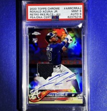 2020 Topps Chrome Retro Rookie Relic  Ronald Acuna Jr /99 Auto #ARRCRRAJ PSA 9