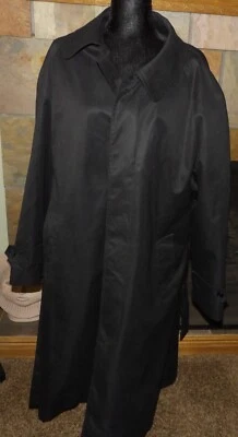 VTG Stafford Men's 48 REG Black Trench Coat Overcoat with Zip Out Liner - Image 1 of 4