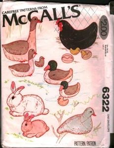 6322 McCalls Modello CUCITO Modello Artigianale Peluche Pollo Oca Coniglio - Foto 1 di 2