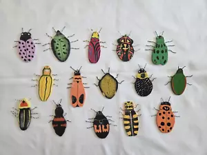 Wooden Ornaments - Rainforest Bugs Insects- Hand carved and Hand Painted - Picture 1 of 9