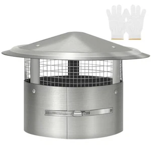 6-Inch Round Stainless Steel Chimney Cap with Screen and Fastening Device - Picture 1 of 6